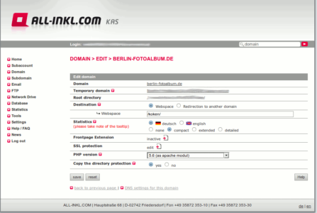 Domain bei all-inkl bearbeiten
