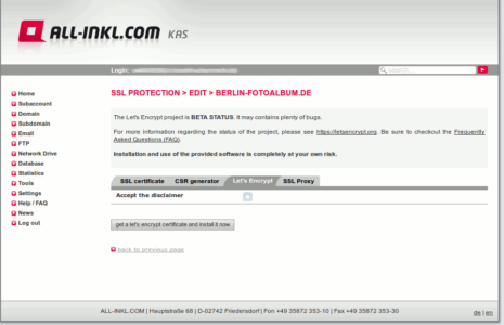 Let's Encrypt bei all-inkl einrichten