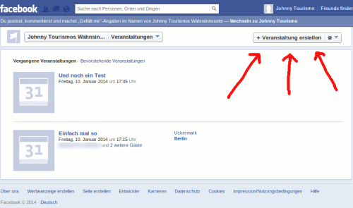 Veranstatung für Facebook Fanpage erstellen