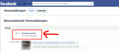 Facebook Veranstaltungskalender