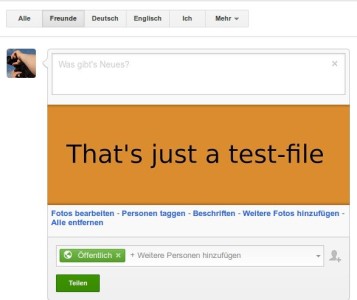 Vorbereiteter Google+ Beitrag