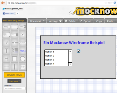 Wireframe Mockups mit mocknow erstellen