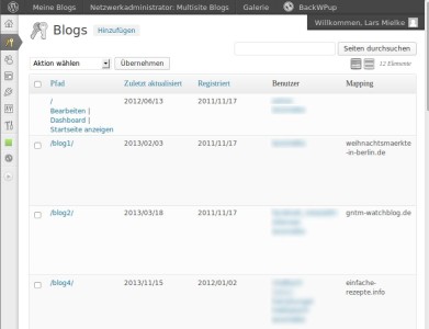 Die Blogs einer WordPress Multisite Installation