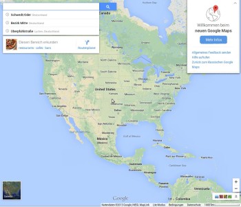 Vollbildansicht des neuen Google Maps