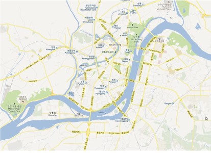 Die Innenstand Pjöngjangs auf Google Map. Copyright: Google Maps