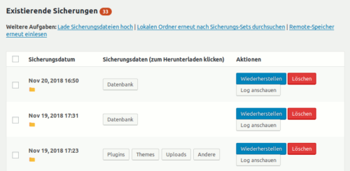 updraftplus Backup Plugin für WordPress