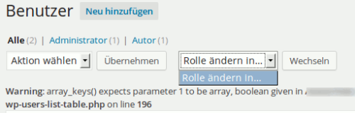 Fehlende WordPress Benutzerrollen